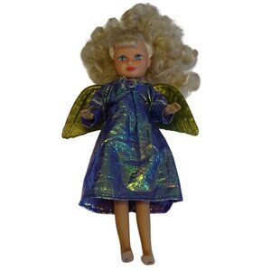 Vintage 1990 Kid Kore Katie Doll With Angel Wings Blonde Curly Hair Blue Eyes